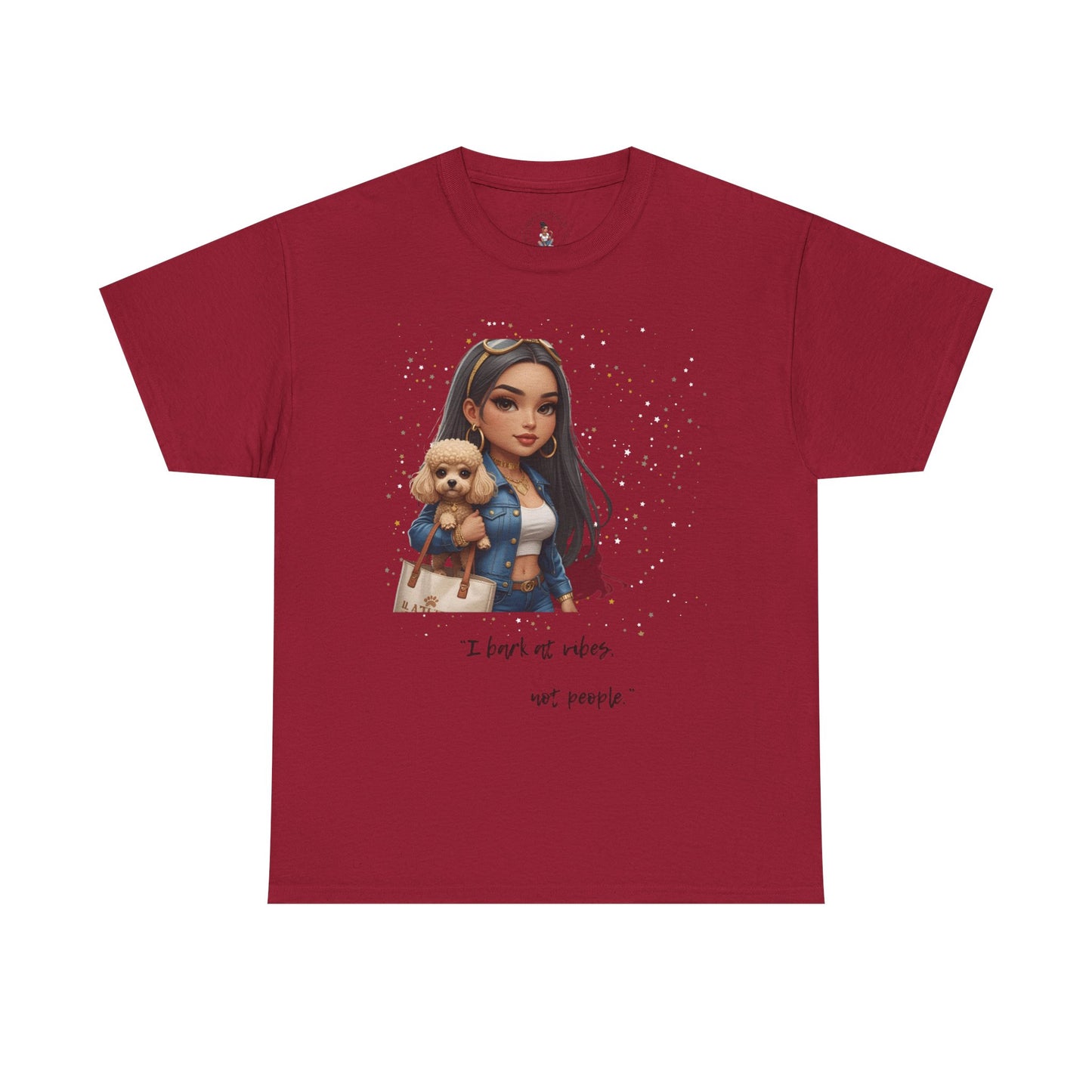 I Bark at Vibes Dog Lover Tee – Unisex Graphic Shirt for Pet Parents, Cute Dog Mom Gift, Chibi-Style Dog Shirt, Funny Casual Tee