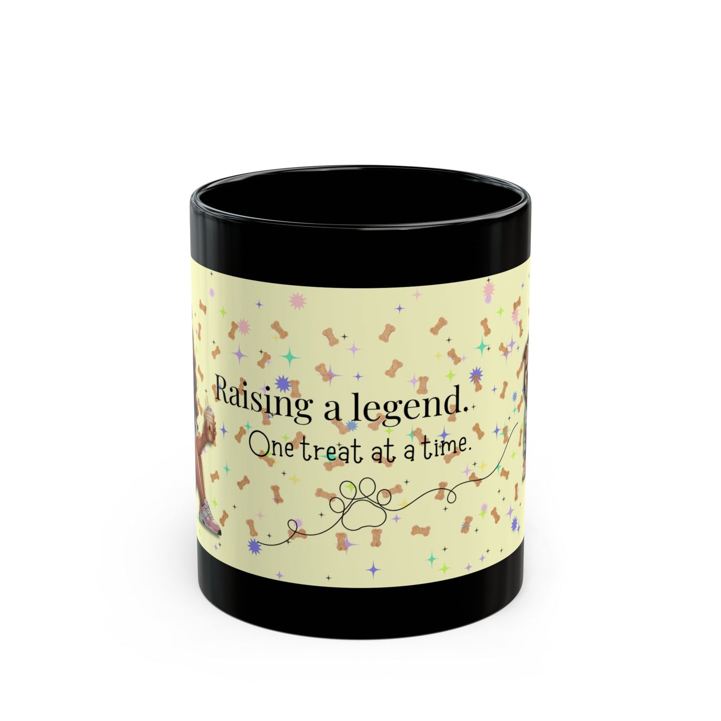 Mug, Chibi Pitbull Coffee Cup, Raising a Legend Mug, Funny Dog Mom Gift, Black Mug 11oz 15oz