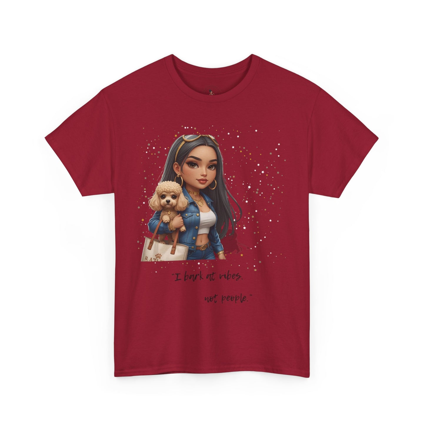 I Bark at Vibes Dog Lover Tee – Unisex Graphic Shirt for Pet Parents, Cute Dog Mom Gift, Chibi-Style Dog Shirt, Funny Casual Tee