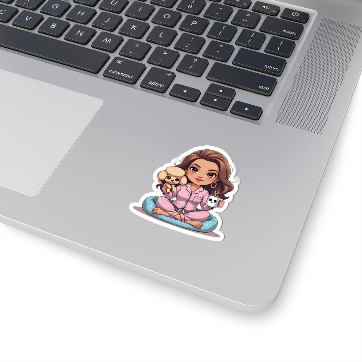 Cozy Cuddle Kiss-Cut Stickers - Cute Pajama Girl with Pets, Fun Laptop, Water Bottle, Journal Decor, Perfect Gift