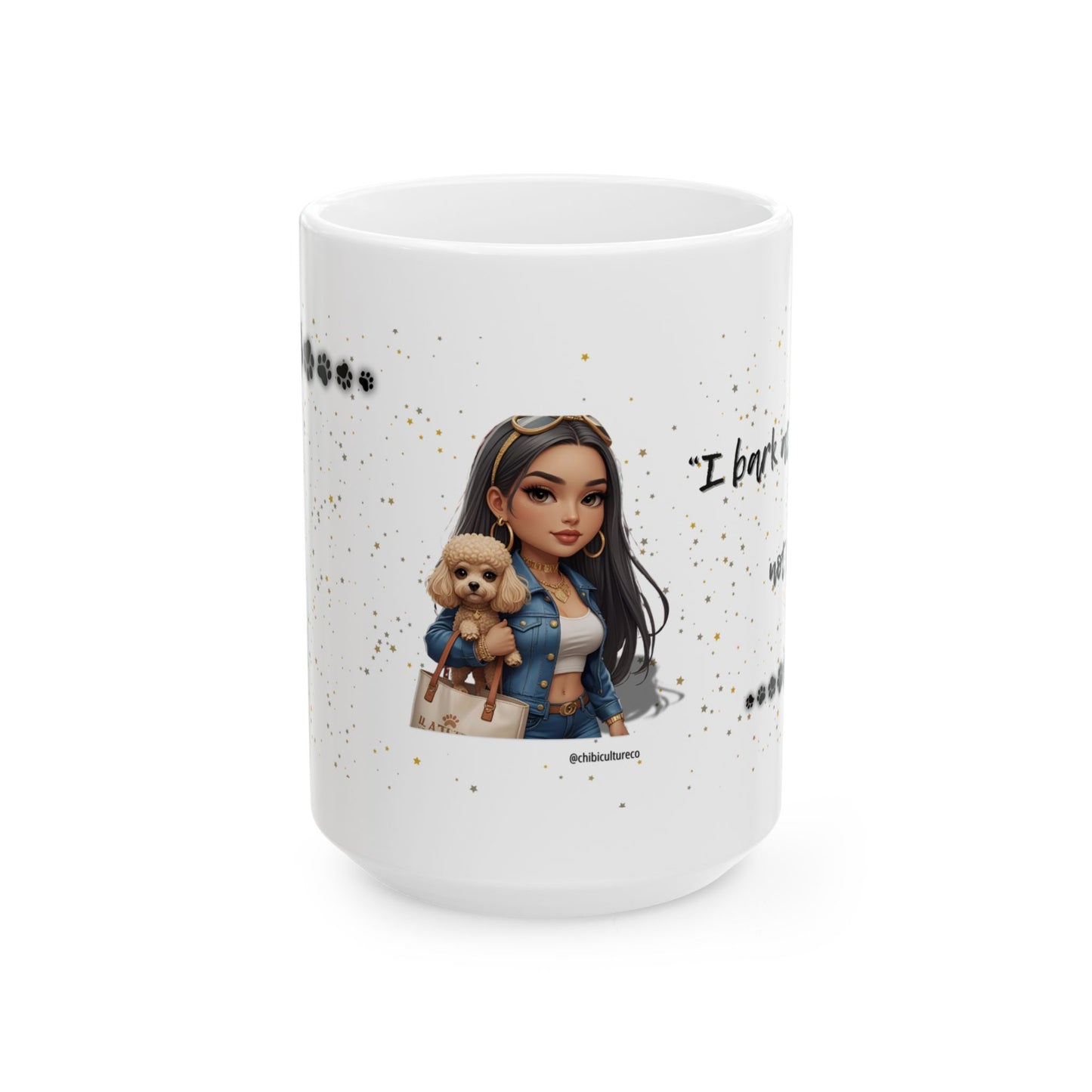 I Bark at Vibes – Funny Dog Lover Mug | Sassy Chibi Art Coffee Cup for Dog Moms & Pet Owners
