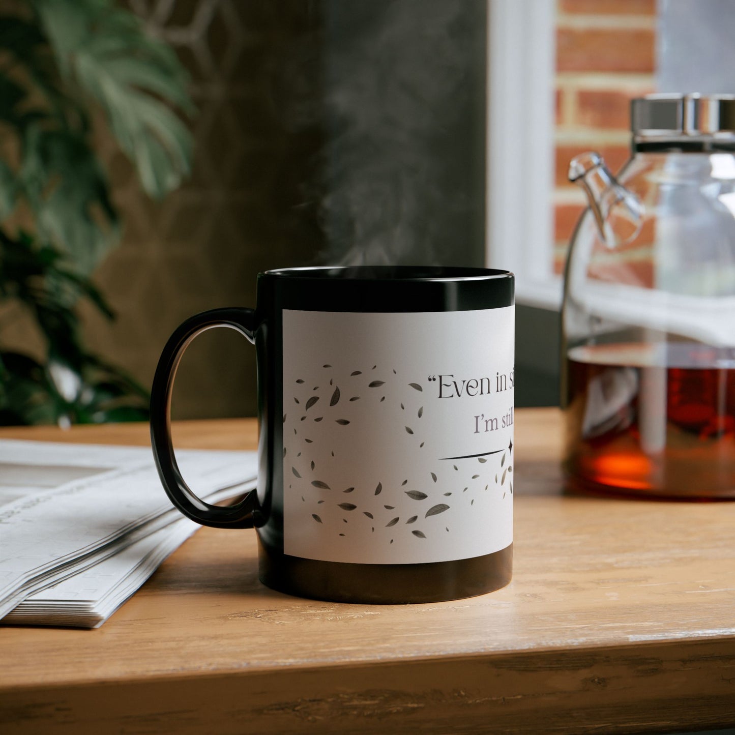 Even in Silence, I’m Still Growing | Inspirational Black Mug for Growth, Motivational Gift, Coffee Mug, Self-Care Mug, Encouragement Drinkware