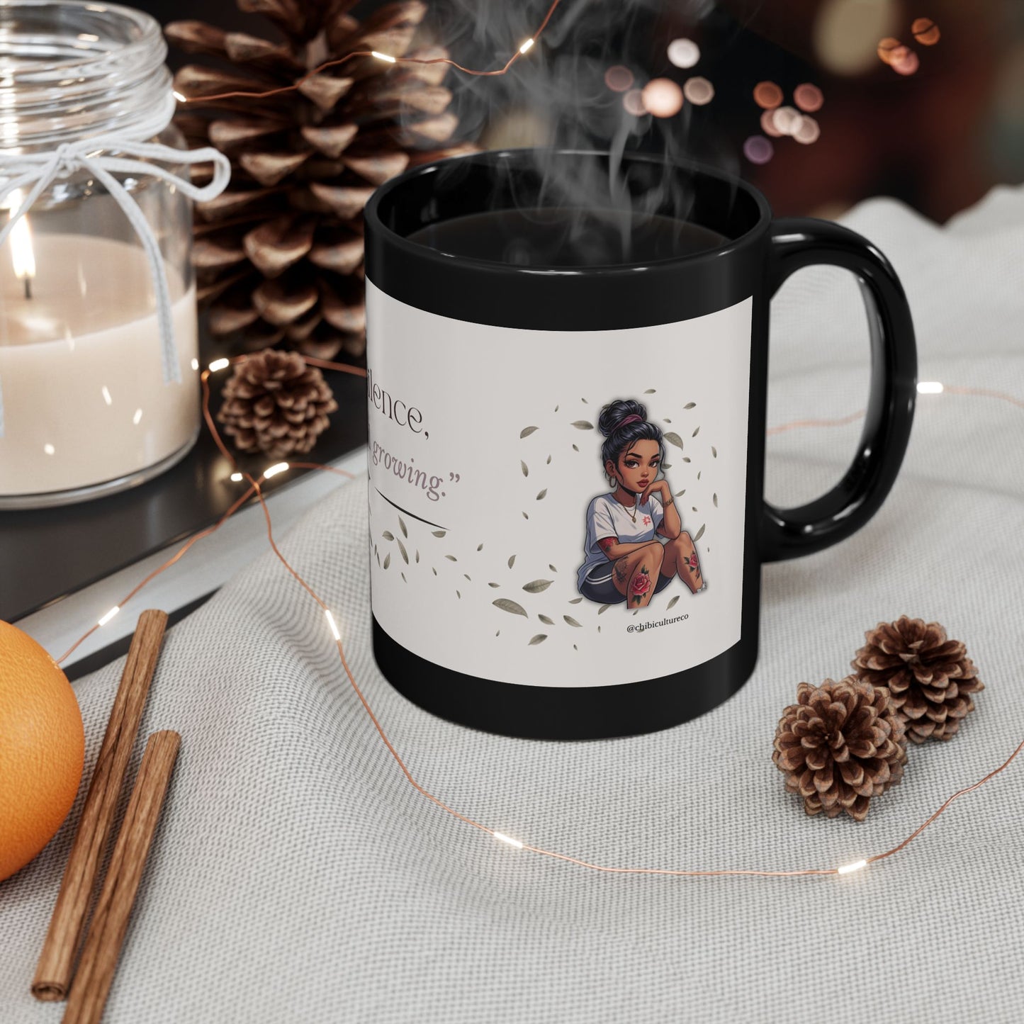 Even in Silence, I’m Still Growing | Inspirational Black Mug for Growth, Motivational Gift, Coffee Mug, Self-Care Mug, Encouragement Drinkware