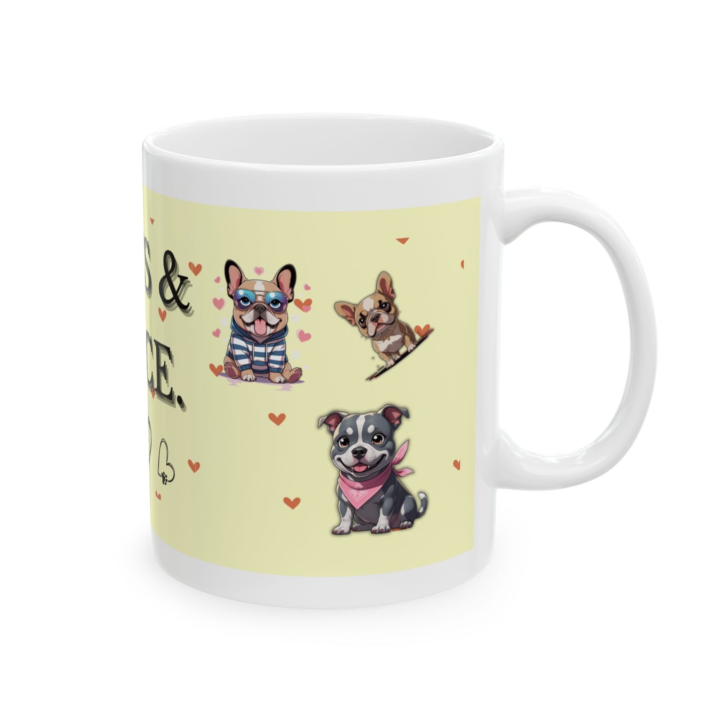 “Paws & Peace” Ceramic Mug – Cute Dog Lover Gift, 11oz Pet Coffee Cup