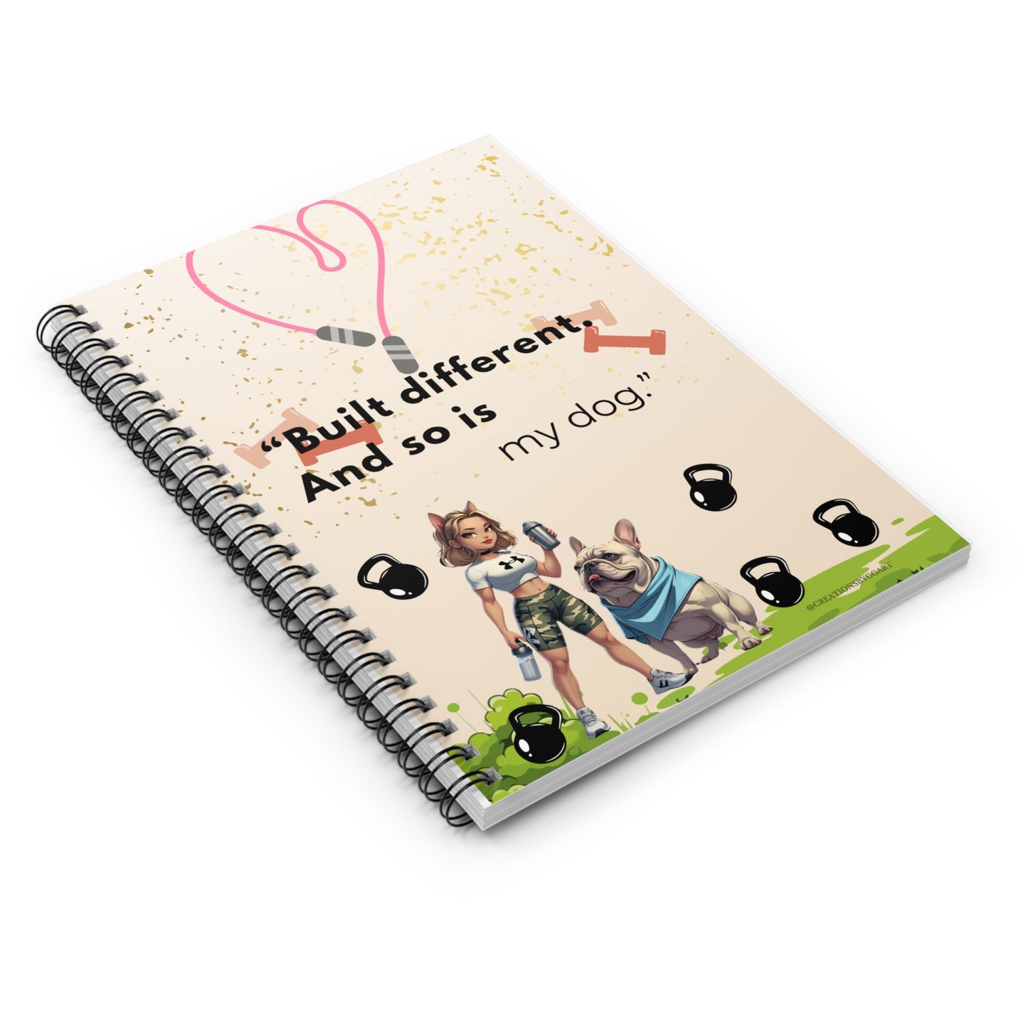 Fitness Motivation Spiral Notebook - Dog Lovers Journal, Workout Tracker, Fitness Planner, Cute Dog Gifts, Inspirational Note Taking