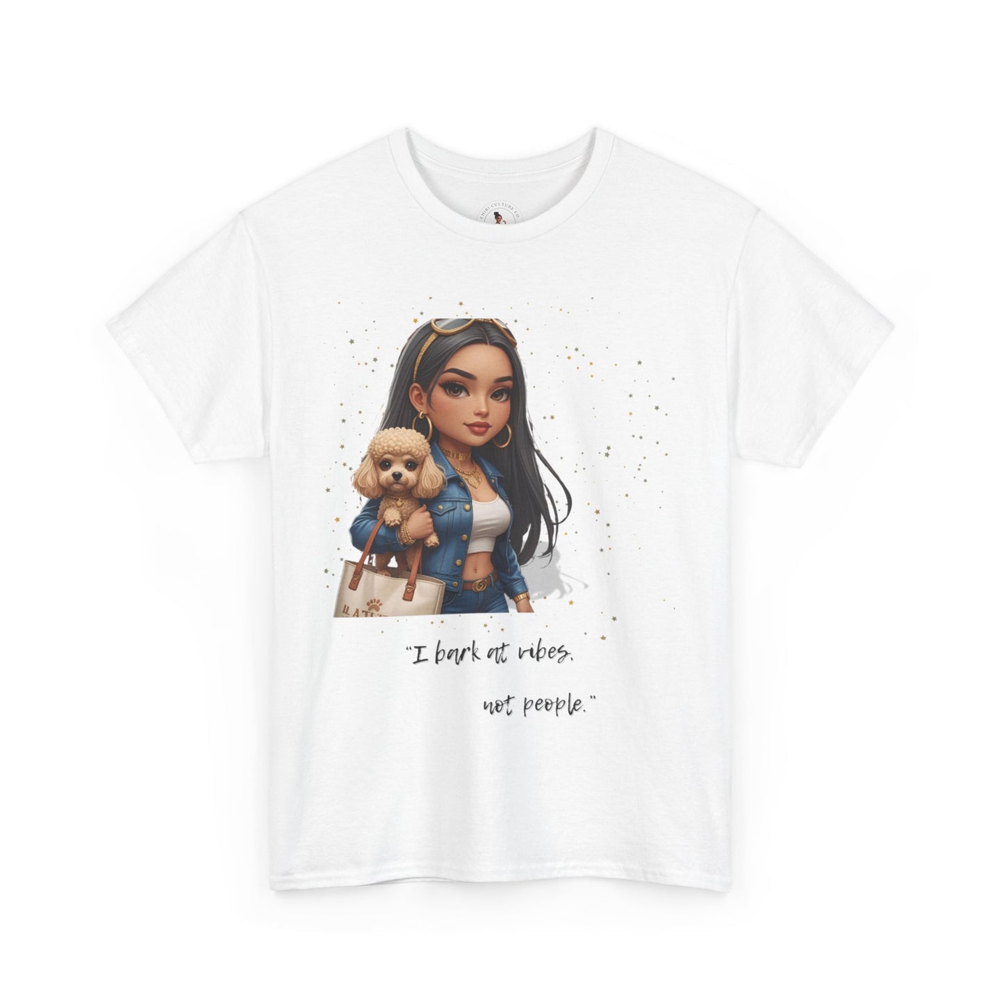 I Bark at Vibes Dog Lover Tee – Unisex Graphic Shirt for Pet Parents, Cute Dog Mom Gift, Chibi-Style Dog Shirt, Funny Casual Tee