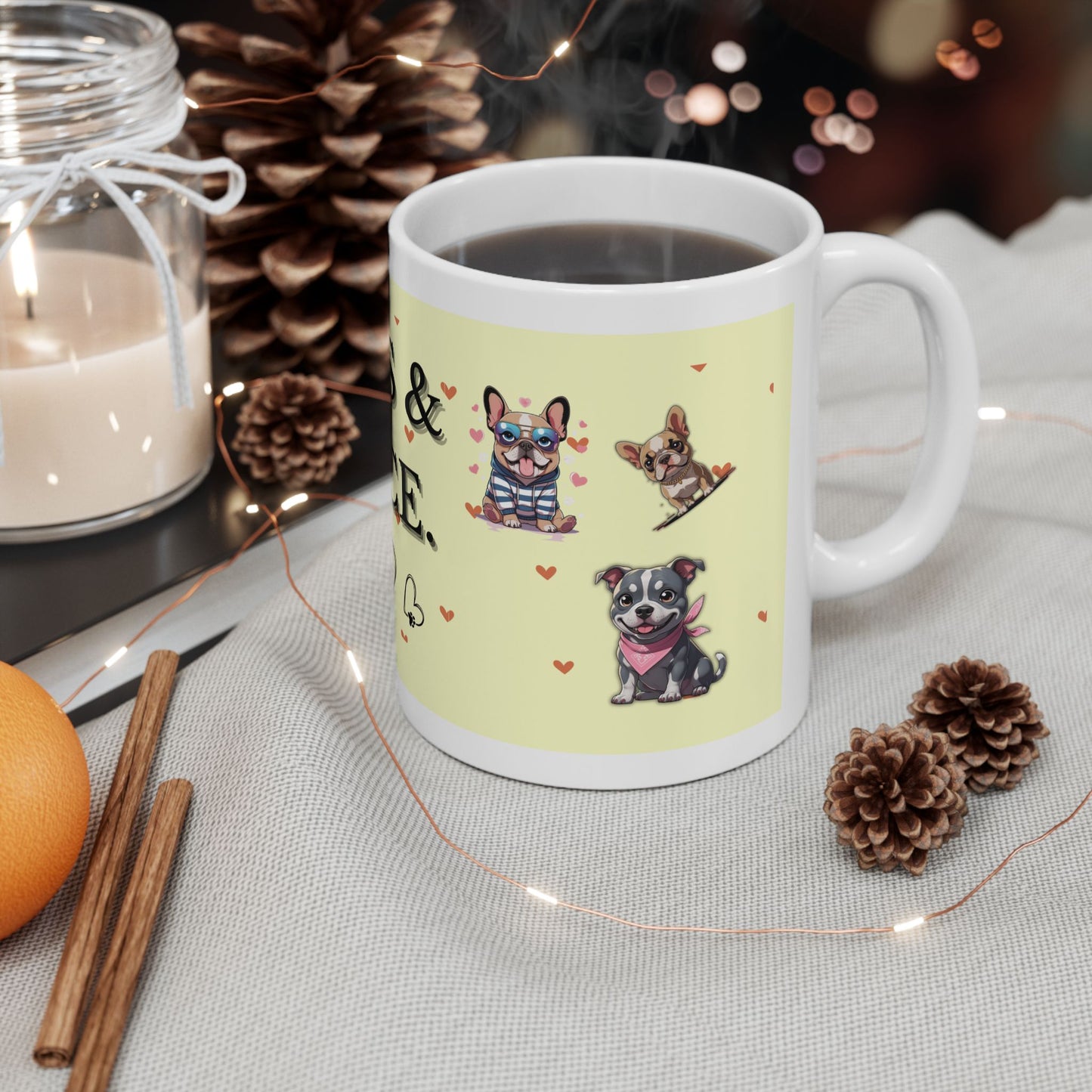 “Paws & Peace” Ceramic Mug – Cute Dog Lover Gift, 11oz Pet Coffee Cup