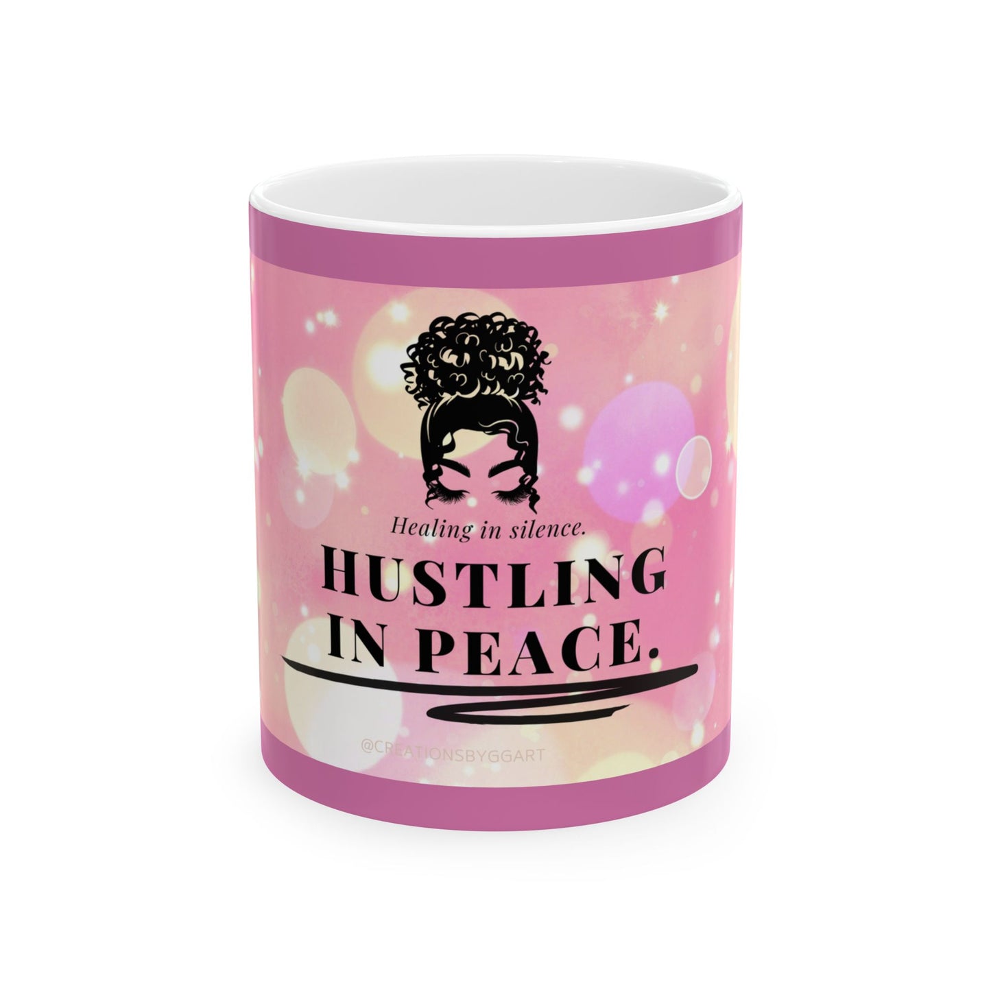 Hustling in Peace Mug - Motivational Ceramic Cup for Coffee, Tea, Gifts, Inspirational Home Decor, Self-Care Essentials