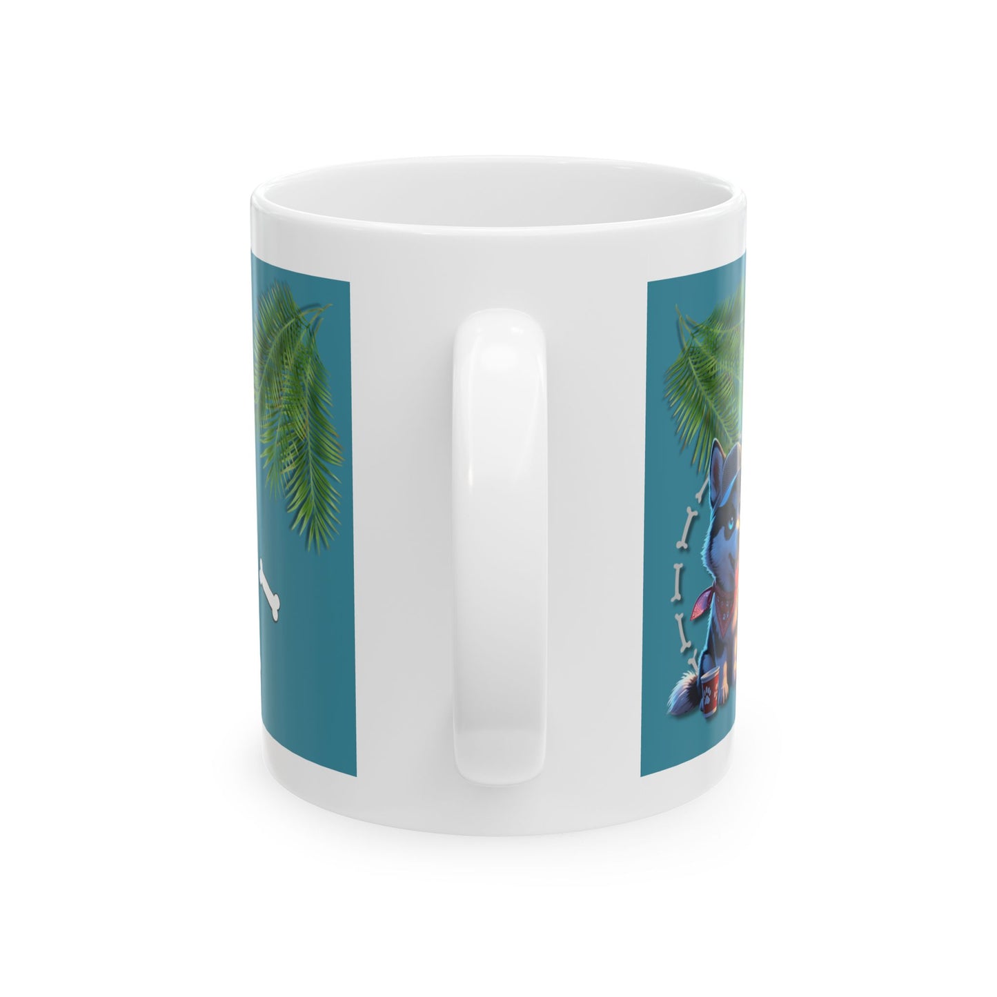 Ceramic Dog Lover's Mug, Custom Pet Gift, Summer Vibes, Beach Fun, Cute Puppy Design, Dog Mom Mug, Animal Lover's Cup