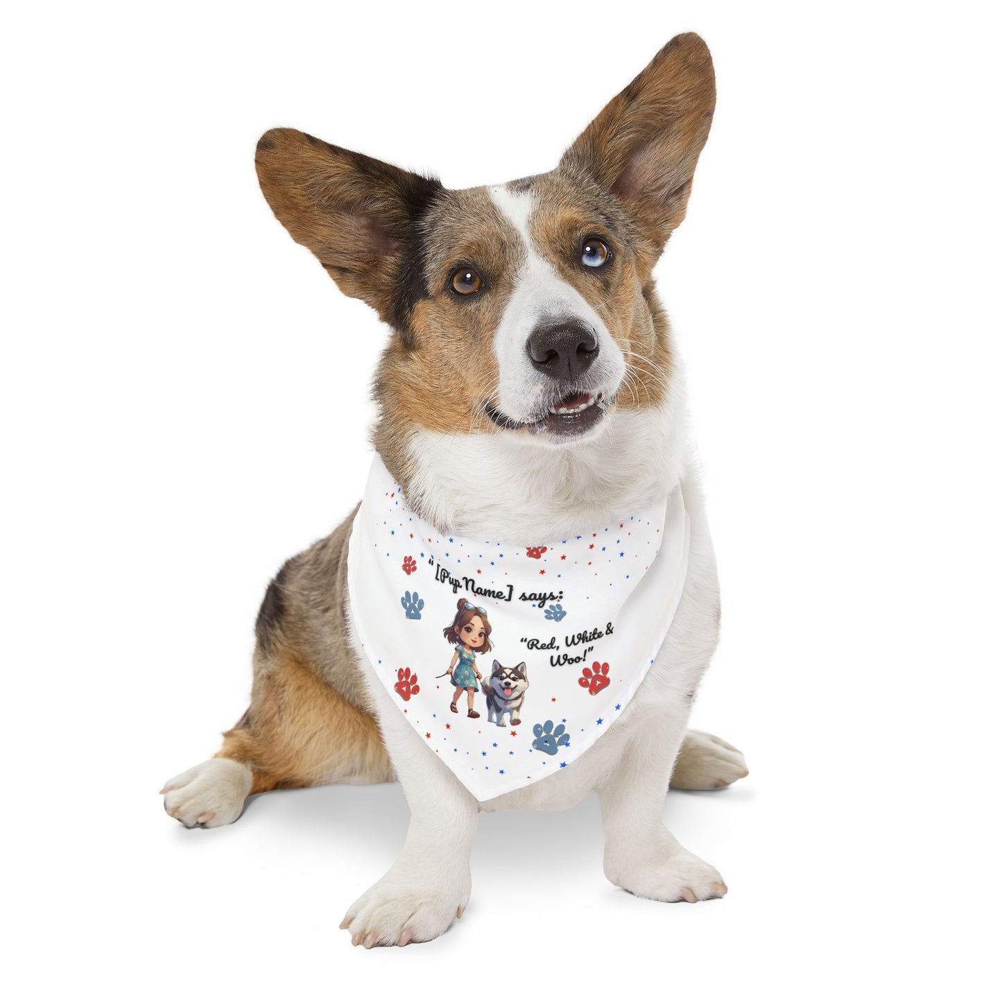 Patriotic Pet Bandana Collar - Customizable Dog Accessory for Celebrations, Perfect for July 4th, Holidays, Pet Events, & More!