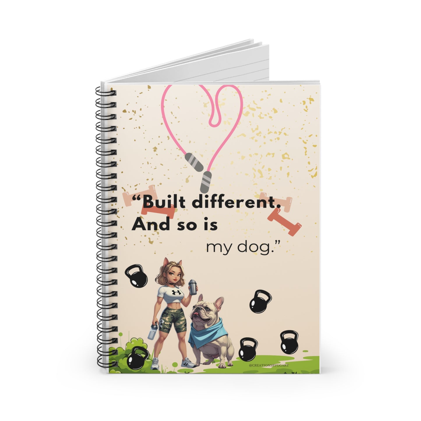 Fitness Motivation Spiral Notebook - Dog Lovers Journal, Workout Tracker, Fitness Planner, Cute Dog Gifts, Inspirational Note Taking