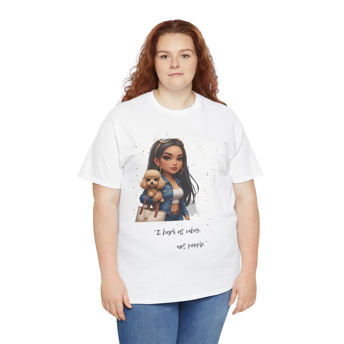I Bark at Vibes Dog Lover Tee – Unisex Graphic Shirt for Pet Parents, Cute Dog Mom Gift, Chibi-Style Dog Shirt, Funny Casual Tee