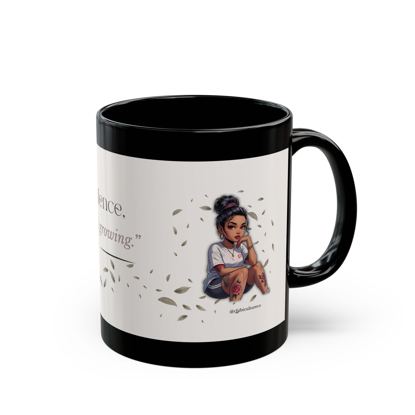 Even in Silence, I’m Still Growing | Inspirational Black Mug for Growth, Motivational Gift, Coffee Mug, Self-Care Mug, Encouragement Drinkware