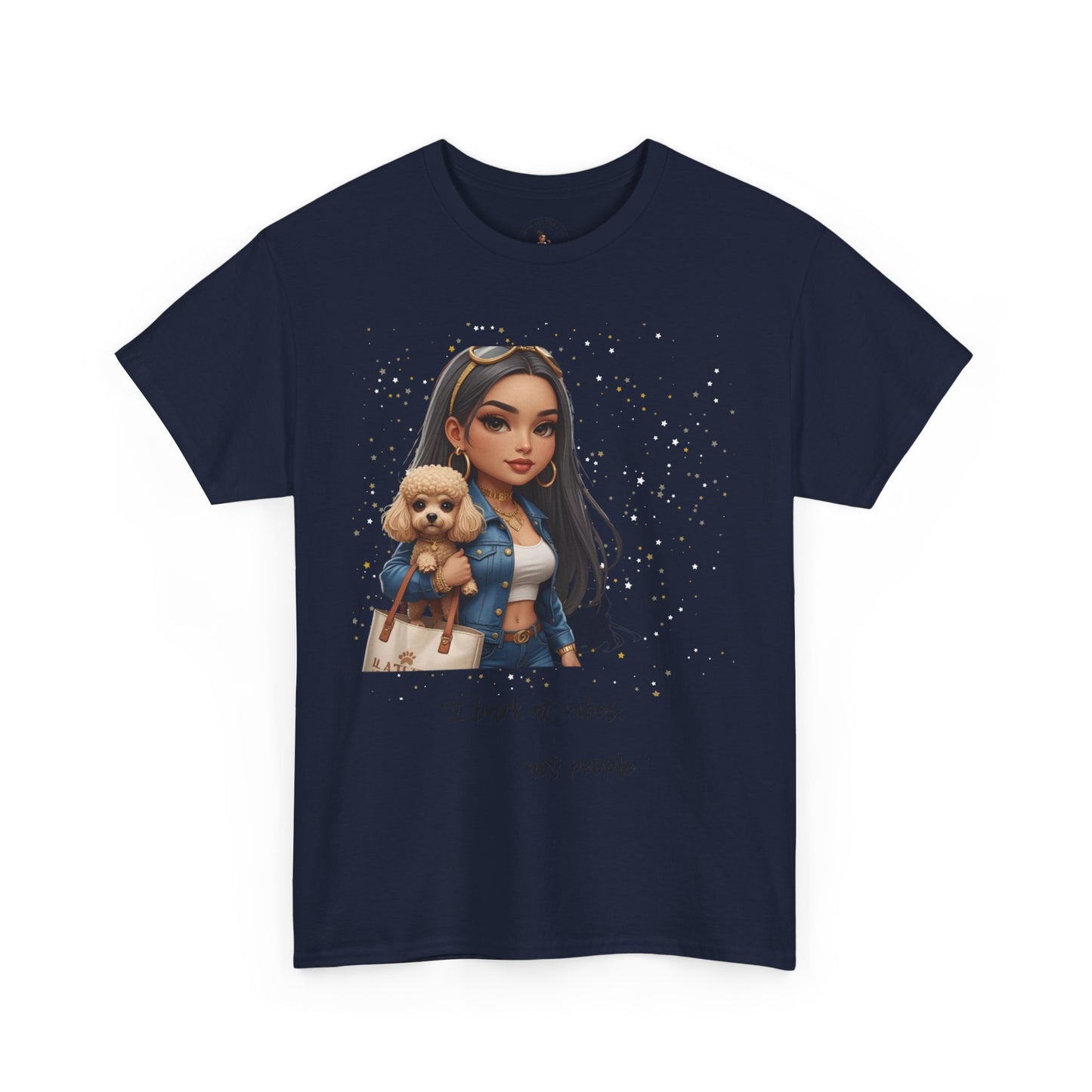 I Bark at Vibes Dog Lover Tee – Unisex Graphic Shirt for Pet Parents, Cute Dog Mom Gift, Chibi-Style Dog Shirt, Funny Casual Tee