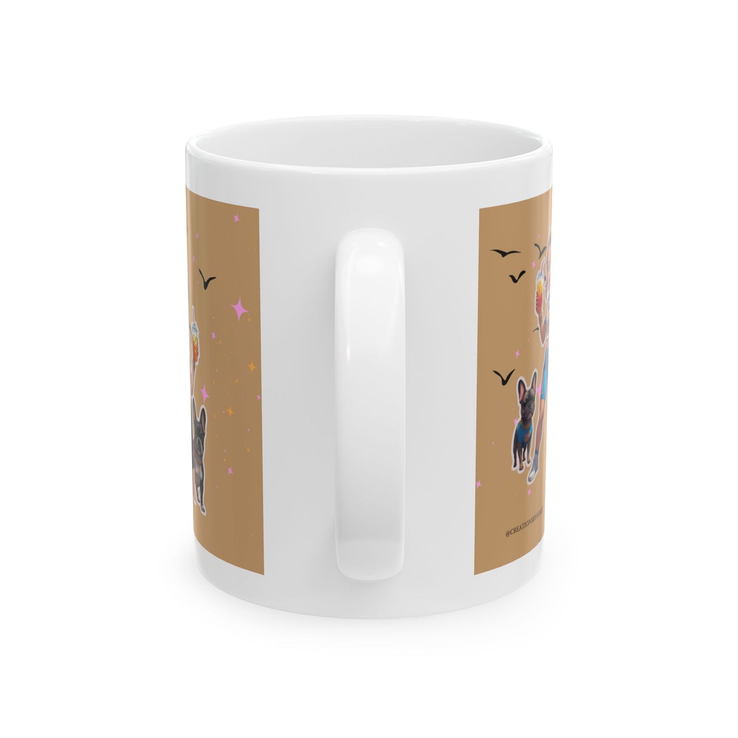 Dog Lover Ceramic Mug - "She Walks Herself" Coffee Cup, Cute Pet Gift, Funny Dog Owner Present, Animal Lover's Mug, Dog Mom Coffee Mug