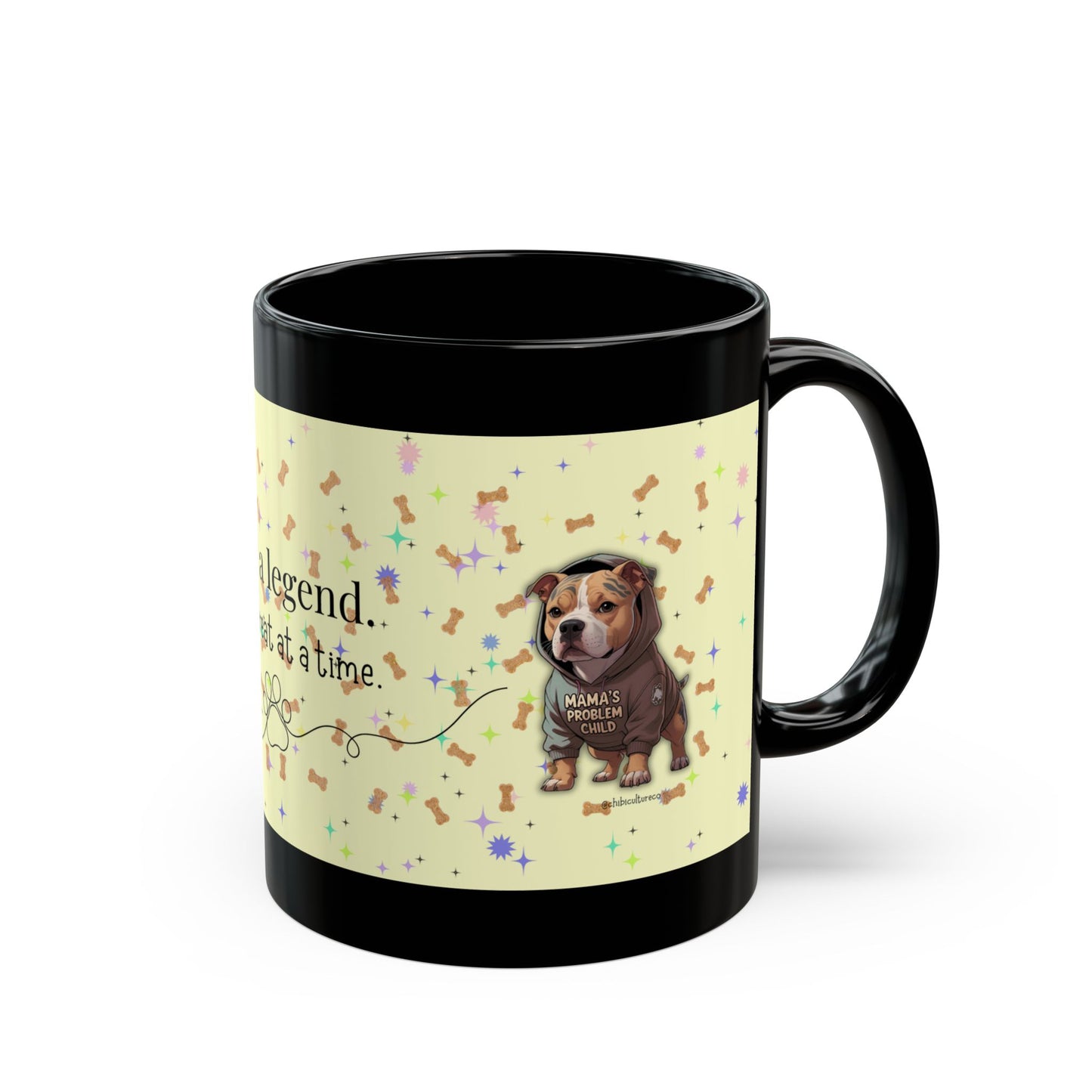 Mug, Chibi Pitbull Coffee Cup, Raising a Legend Mug, Funny Dog Mom Gift, Black Mug 11oz 15oz
