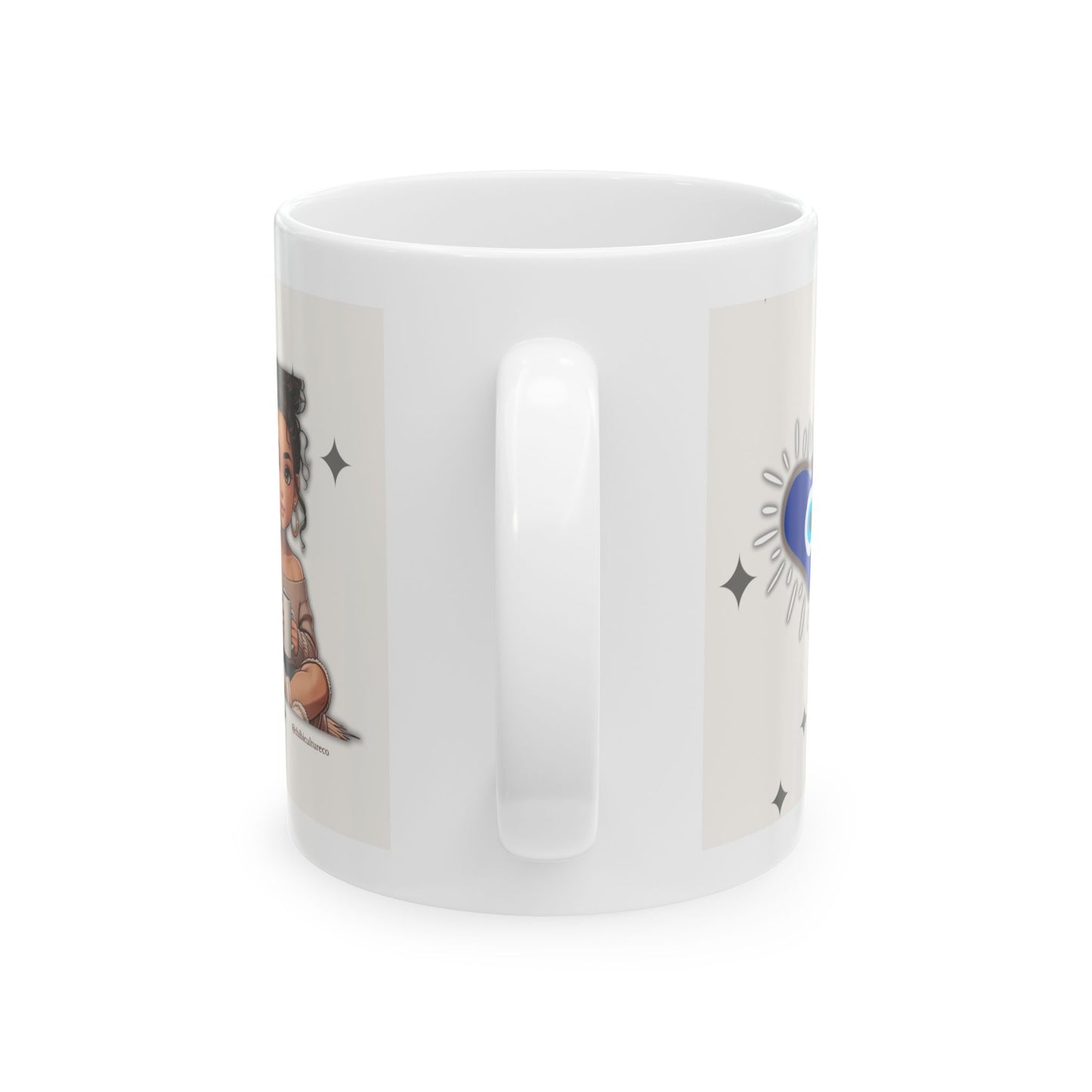 Protected & Unbothered Mug – Empowerment Quote Cup, Chibi Affirmation Gift, Self-Care Coffee Vibes