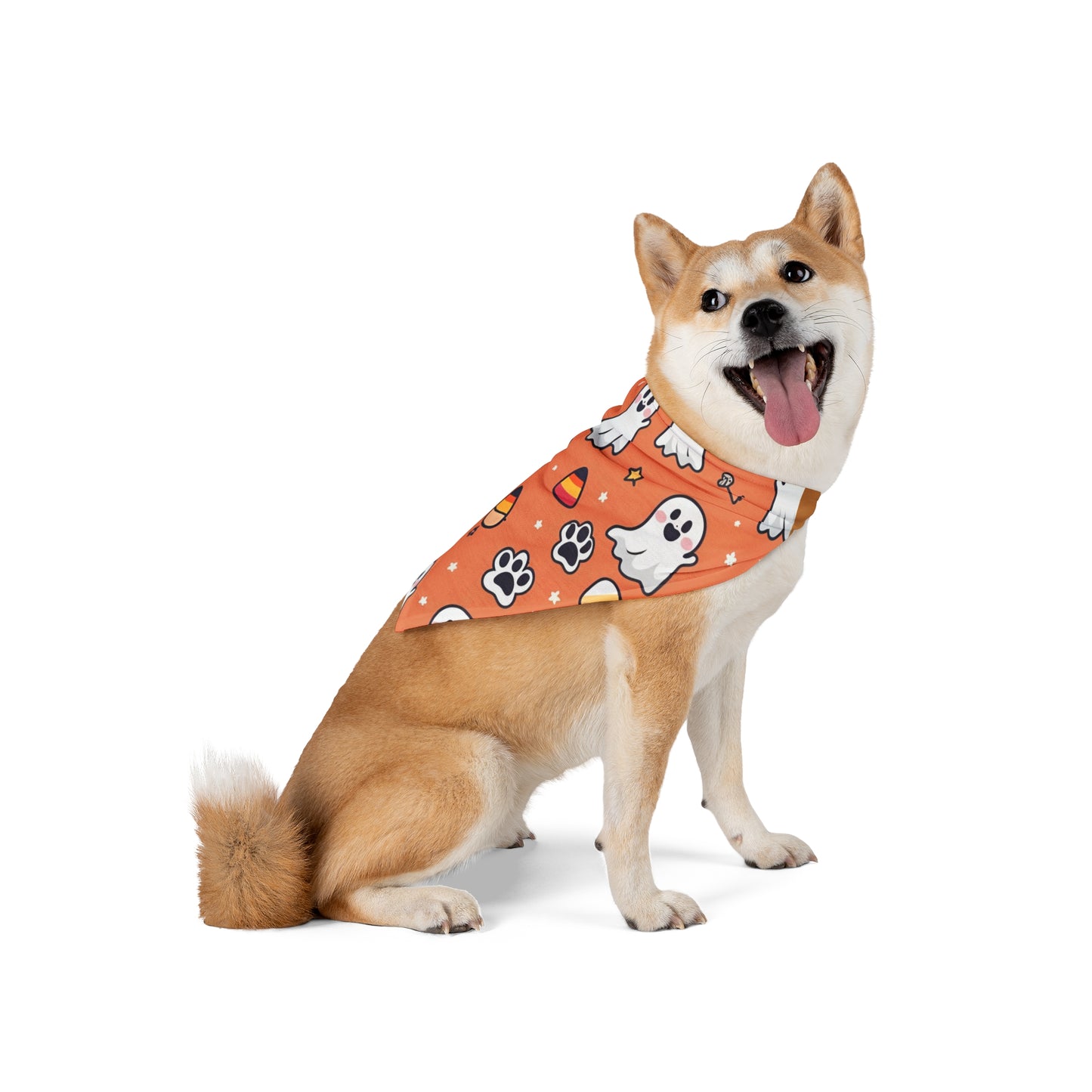 Halloween Pet Bandana - Ghost Print Triangle Dog Accessory, Cute Dog Costume, Fall Pet Gear, Spooky Pet Fashion, Festive Dog Bandana