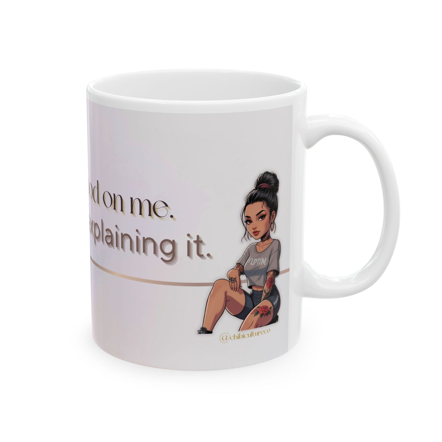 Peace Looks Good On Me – Chibi Empowerment Mug, Cute Affirmation Cup, Self-Care Gift for Women
