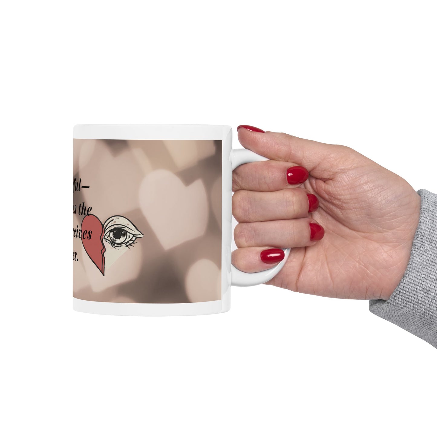 Heartfelt Deception Ceramic Mug - Unique Coffee Cup for Morning Rituals, Anniversary Gifts, Home Decor, Holiday Present, Office Desk