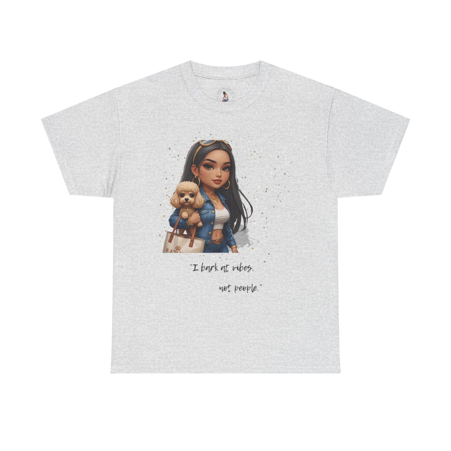 I Bark at Vibes Dog Lover Tee – Unisex Graphic Shirt for Pet Parents, Cute Dog Mom Gift, Chibi-Style Dog Shirt, Funny Casual Tee