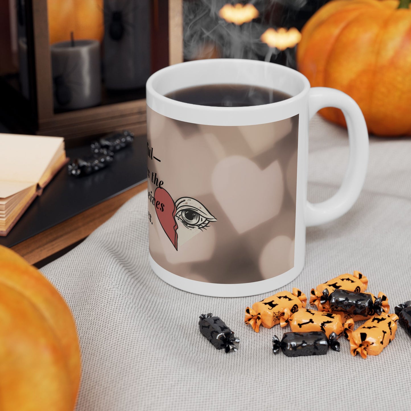 Heartfelt Deception Ceramic Mug - Unique Coffee Cup for Morning Rituals, Anniversary Gifts, Home Decor, Holiday Present, Office Desk