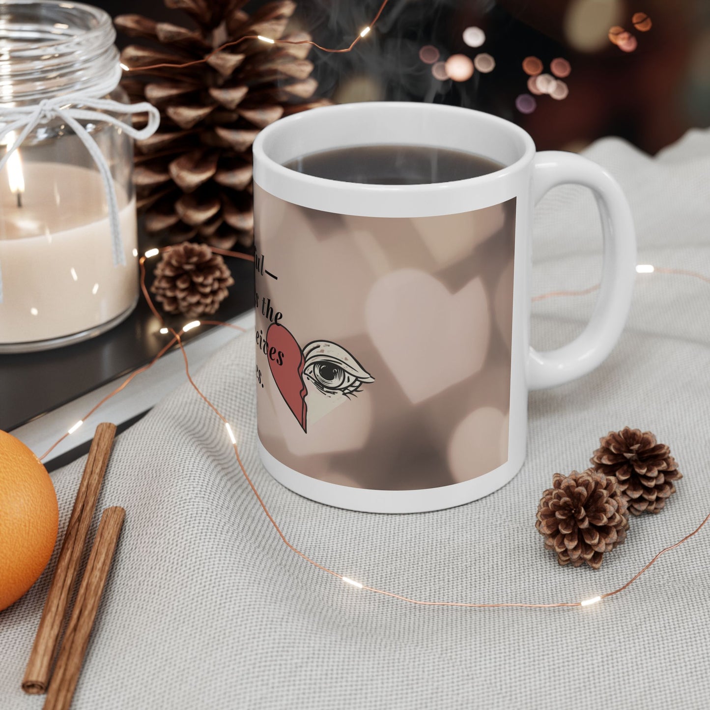 Heartfelt Deception Ceramic Mug - Unique Coffee Cup for Morning Rituals, Anniversary Gifts, Home Decor, Holiday Present, Office Desk