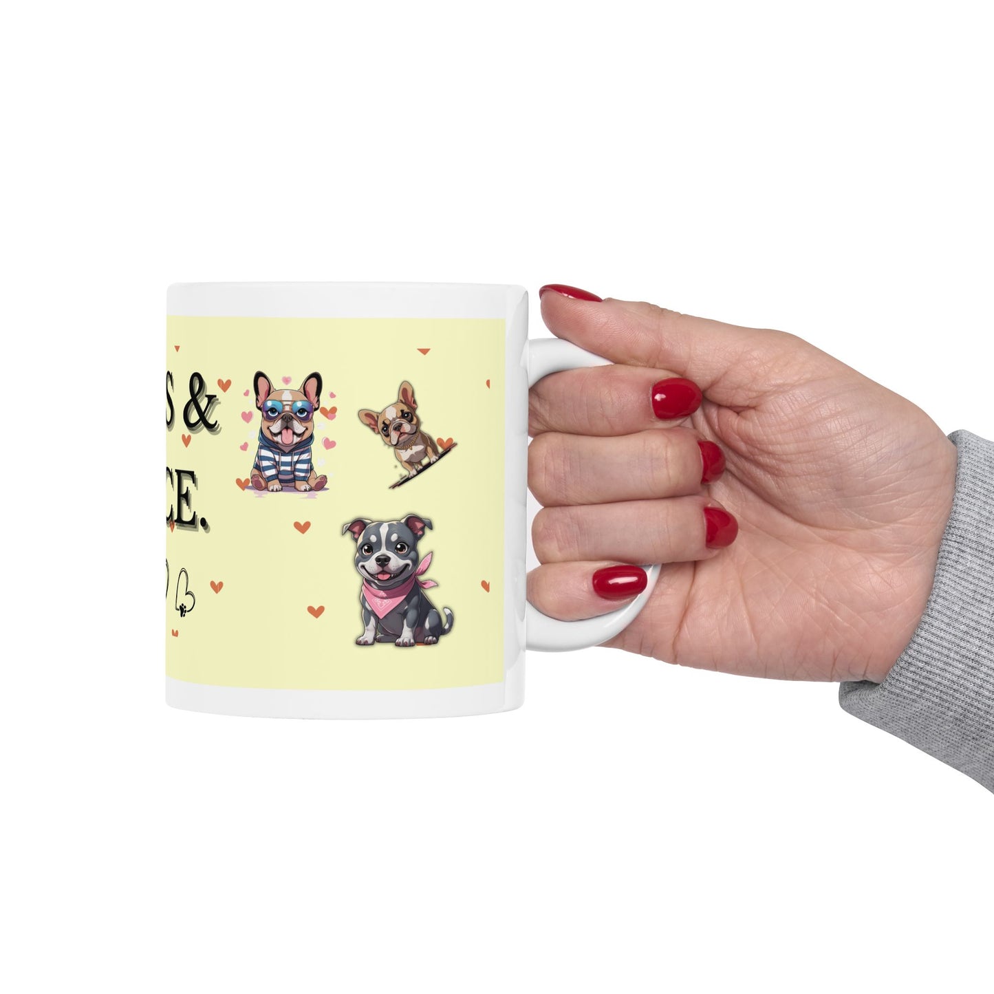 “Paws & Peace” Ceramic Mug – Cute Dog Lover Gift, 11oz Pet Coffee Cup
