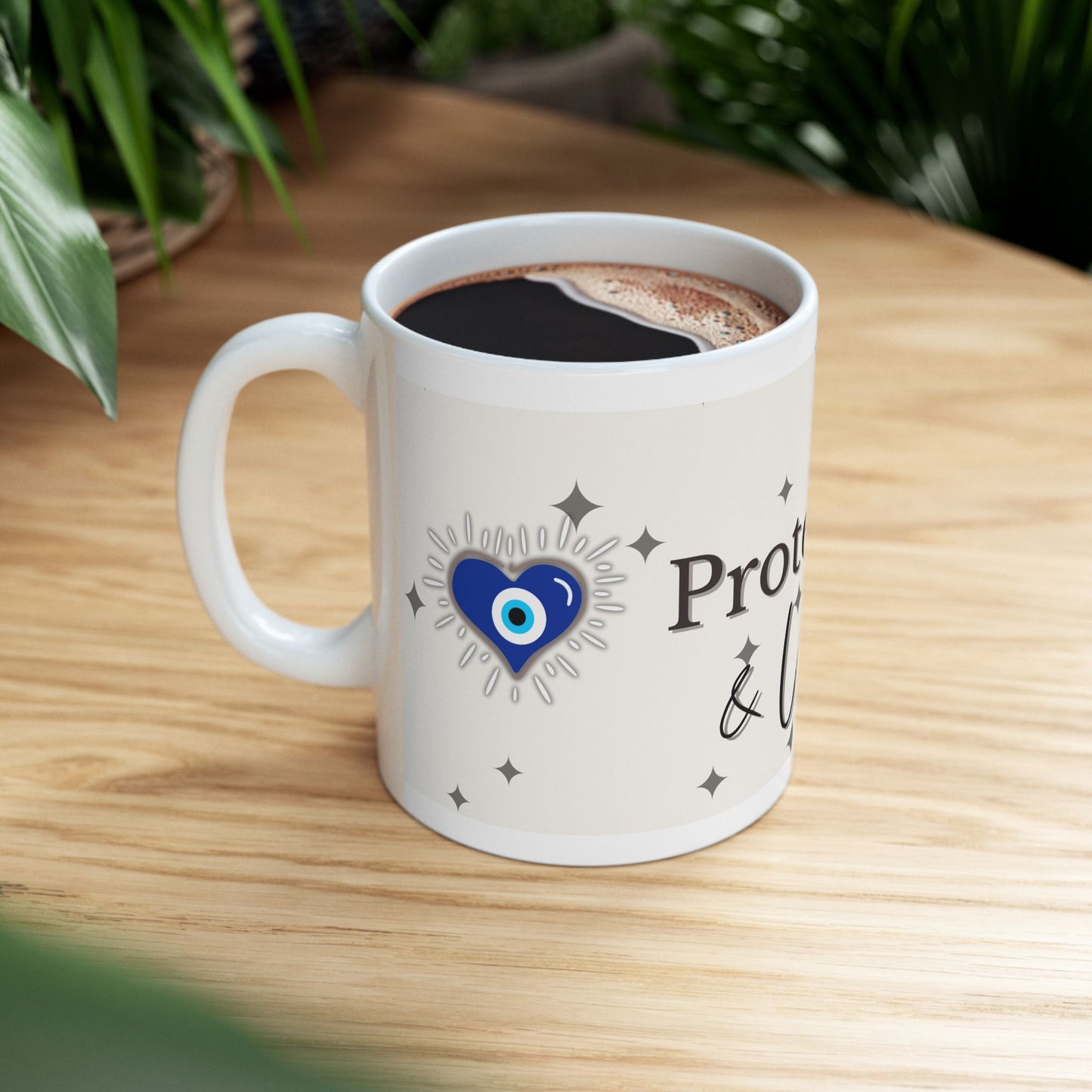 Protected & Unbothered Mug – Empowerment Quote Cup, Chibi Affirmation Gift, Self-Care Coffee Vibes