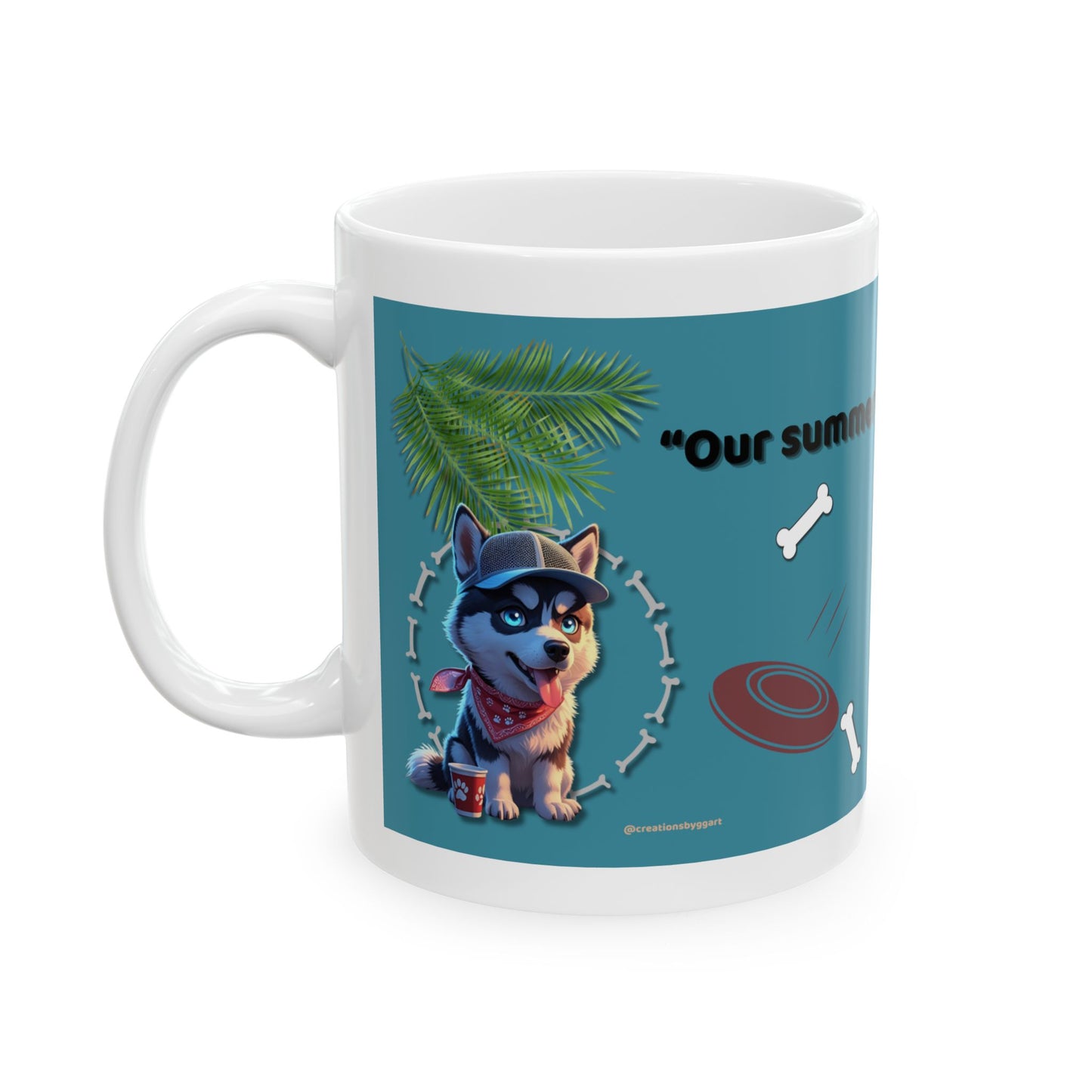 Ceramic Dog Lover's Mug, Custom Pet Gift, Summer Vibes, Beach Fun, Cute Puppy Design, Dog Mom Mug, Animal Lover's Cup