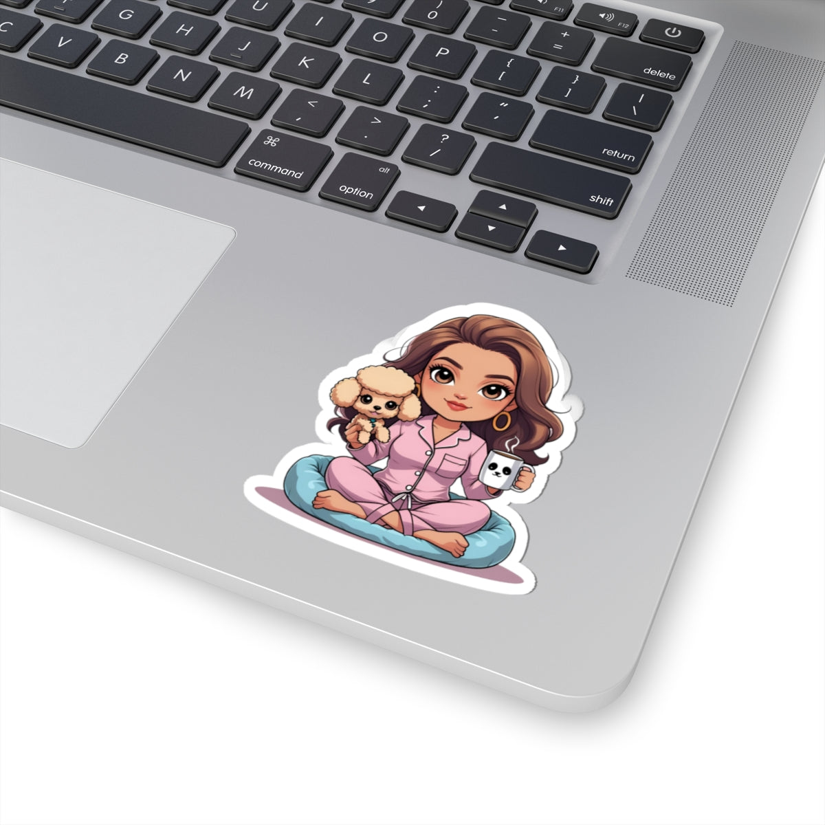 Cozy Cuddle Kiss-Cut Stickers - Cute Pajama Girl with Pets, Fun Laptop, Water Bottle, Journal Decor, Perfect Gift