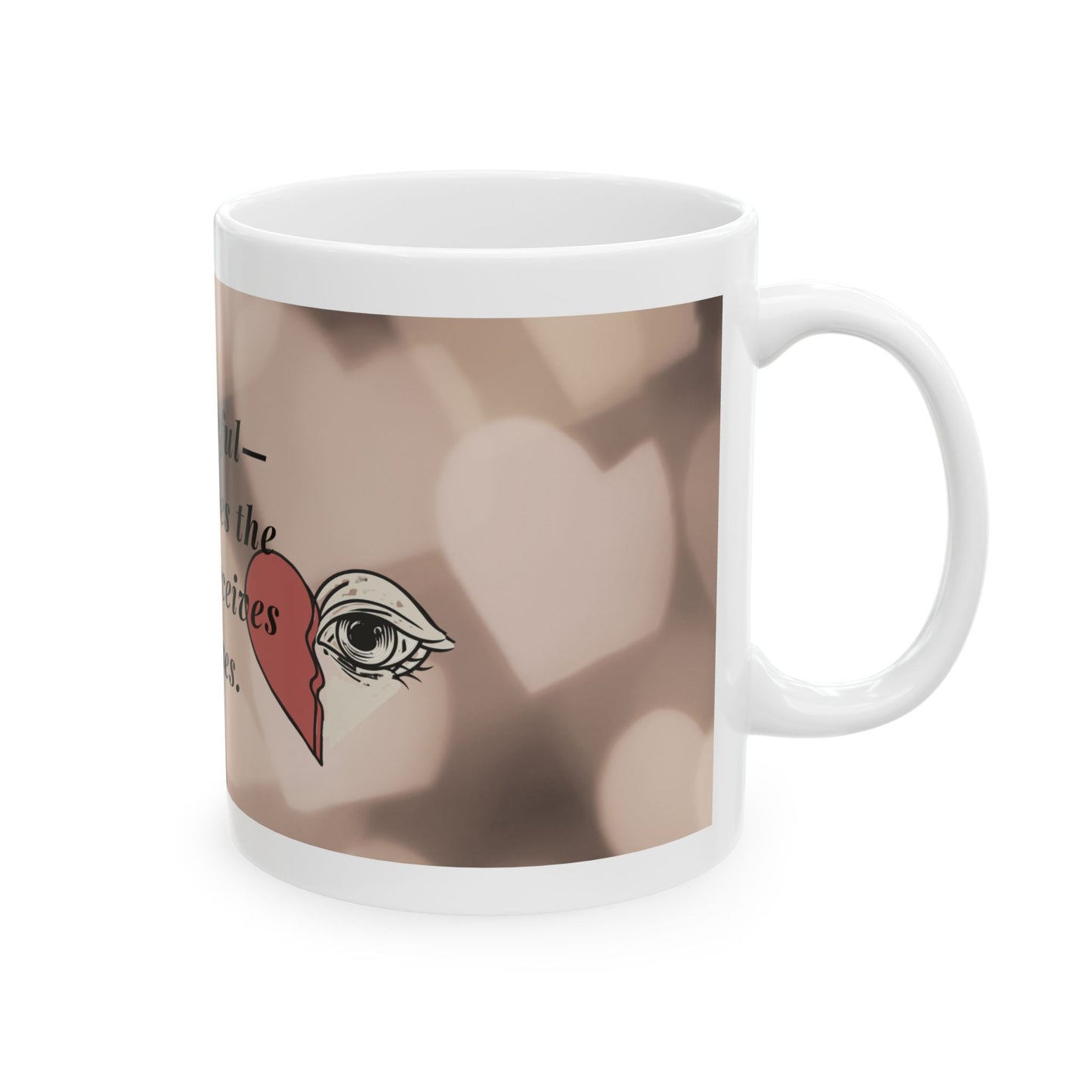 Heartfelt Deception Ceramic Mug - Unique Coffee Cup for Morning Rituals, Anniversary Gifts, Home Decor, Holiday Present, Office Desk
