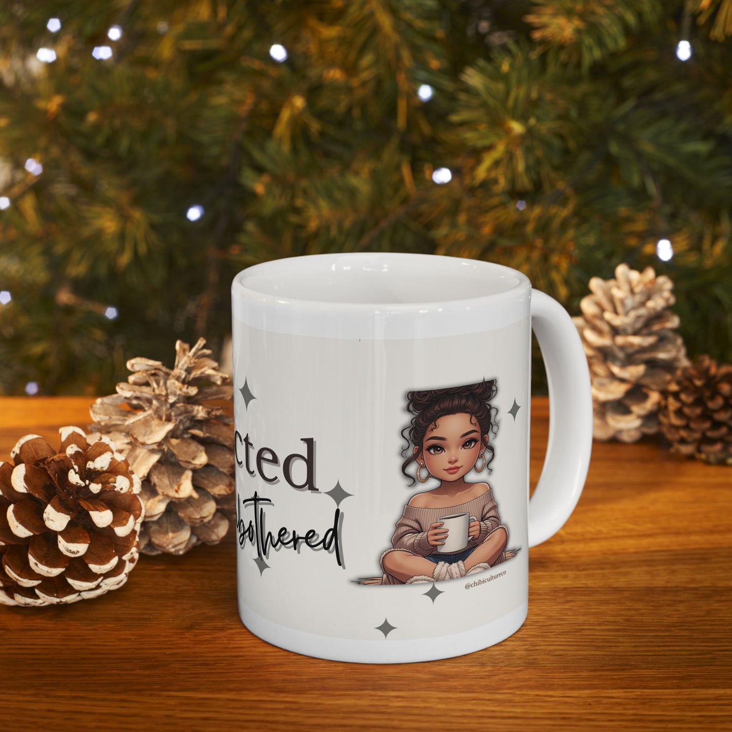 Protected & Unbothered Mug – Empowerment Quote Cup, Chibi Affirmation Gift, Self-Care Coffee Vibes