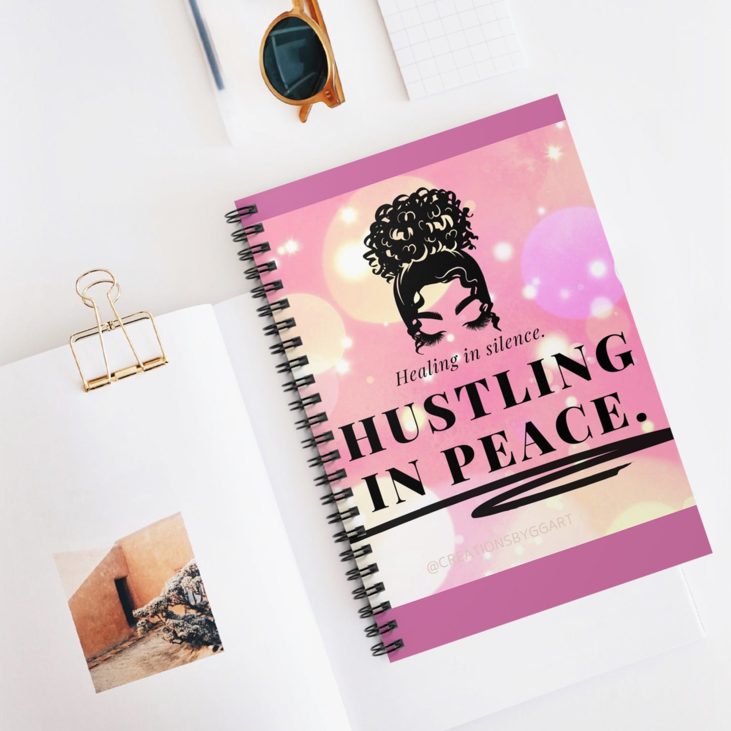 Hustling in Peace Spiral Notebook – Inspirational Journal for Self-Care, Writers, Students & Creatives