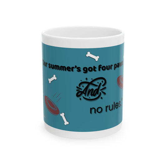 Ceramic Dog Lover's Mug, Custom Pet Gift, Summer Vibes, Beach Fun, Cute Puppy Design, Dog Mom Mug, Animal Lover's Cup