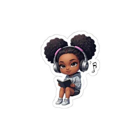Cute Reading Girl Kiss-Cut Stickers, Perfect for Laptops, Notebooks, Kids Room Decor, Book Lovers, Gifts for Teens