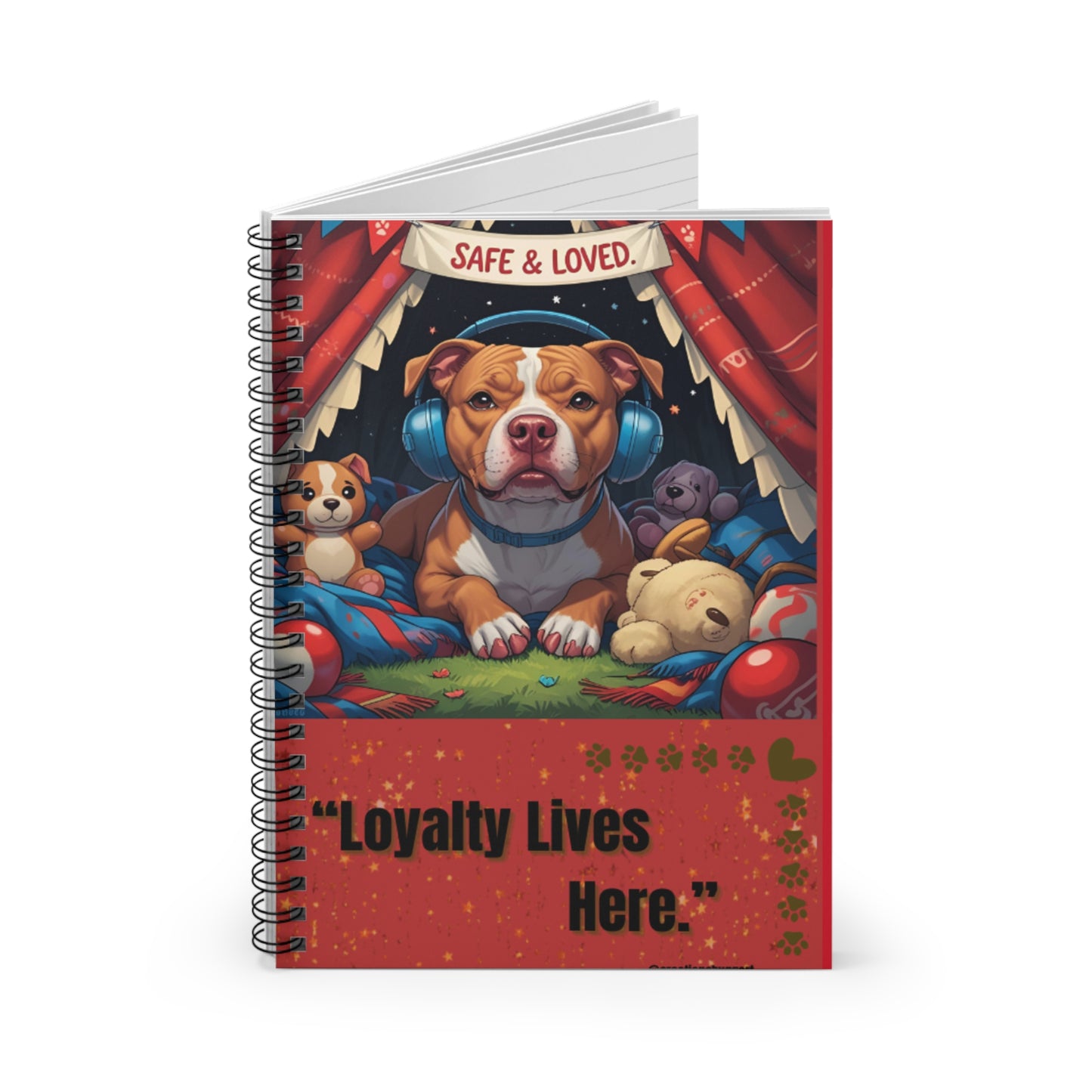 Dog Lover's Spiral Notebook with Quote, Cute Pet Journal, Gift for Animal Lovers, Stationery, School Supplies, Loyalty Lives Here