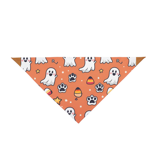Halloween Pet Bandana - Ghost Print Triangle Dog Accessory, Cute Dog Costume, Fall Pet Gear, Spooky Pet Fashion, Festive Dog Bandana