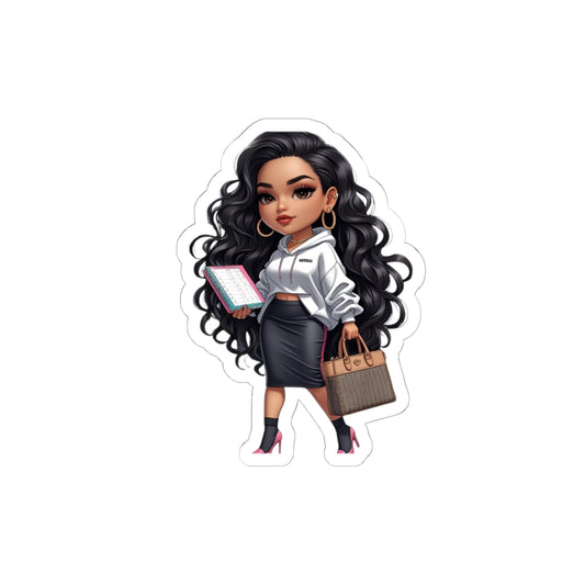 Chic Girl Kiss-Cut Stickers, Trendy Laptop Decal, Planner Stickers, Fashionista Gift, Aesthetic Wall Decor