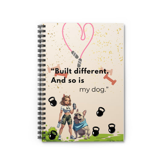 Fitness Motivation Spiral Notebook - Dog Lovers Journal, Workout Tracker, Fitness Planner, Cute Dog Gifts, Inspirational Note Taking