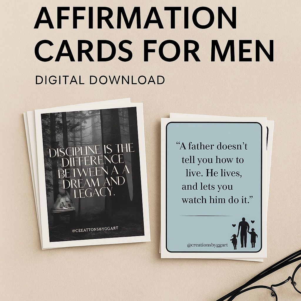 60 Printable Affirmation Cards for Men – Daily Motivation + Father’s Day Affirmations – Digital Download